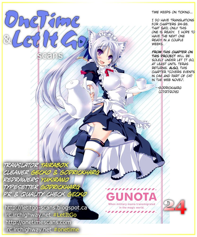Gunota ga Mahou Sekai ni Tensei Shitara, Gendai Heiki de Guntai Harem o Tsukucchaimashita!? chapter 24 page 1