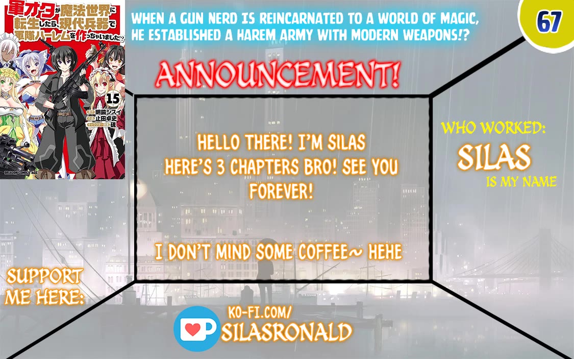 Gunota ga Mahou Sekai ni Tensei Shitara, Gendai Heiki de Guntai Harem o Tsukucchaimashita!? chapter 67 page 1