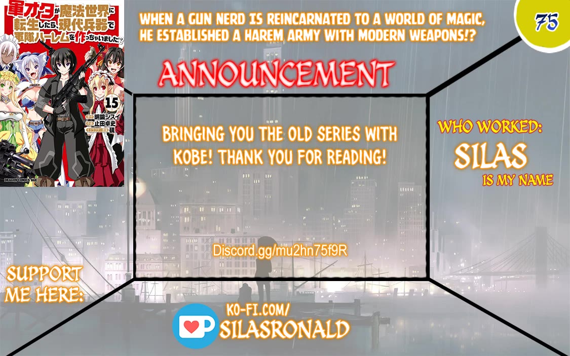 Gunota ga Mahou Sekai ni Tensei Shitara, Gendai Heiki de Guntai Harem o Tsukucchaimashita!? chapter 75 page 1