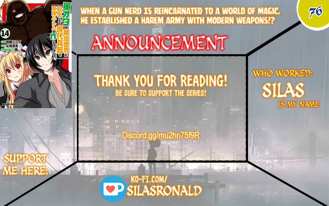 Gunota ga Mahou Sekai ni Tensei Shitara, Gendai Heiki de Guntai Harem o Tsukucchaimashita!? chapter 76 page 1