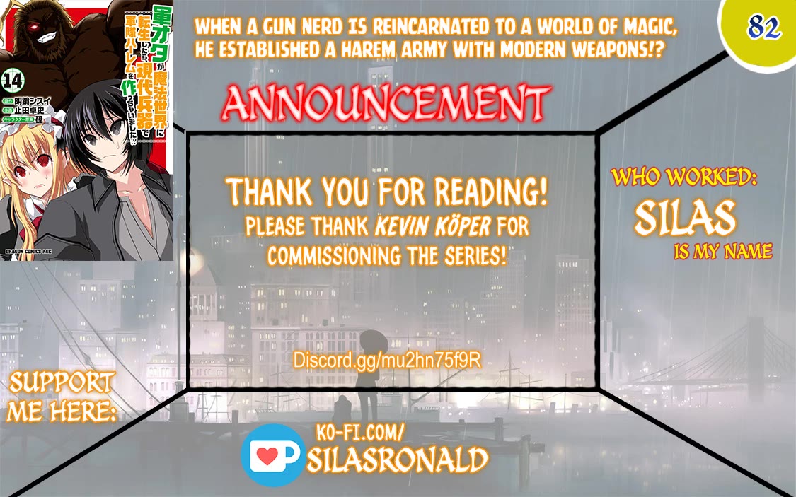 Gunota ga Mahou Sekai ni Tensei Shitara, Gendai Heiki de Guntai Harem o Tsukucchaimashita!? chapter 82 page 1