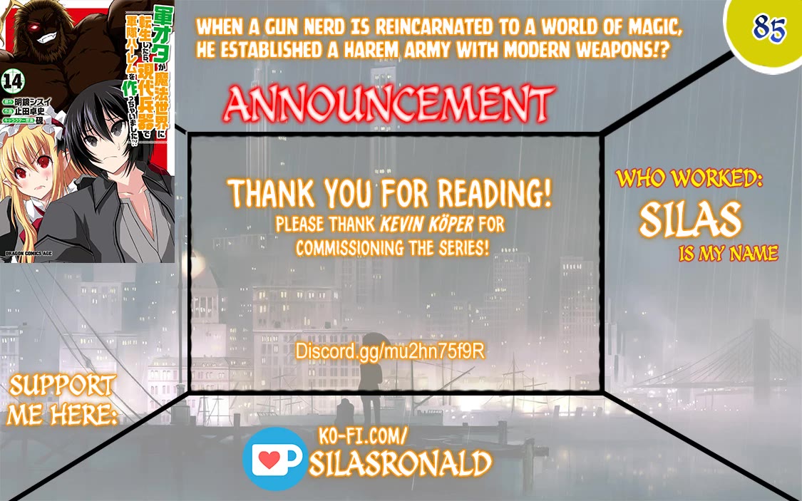 Gunota ga Mahou Sekai ni Tensei Shitara, Gendai Heiki de Guntai Harem o Tsukucchaimashita!? chapter 85 page 1