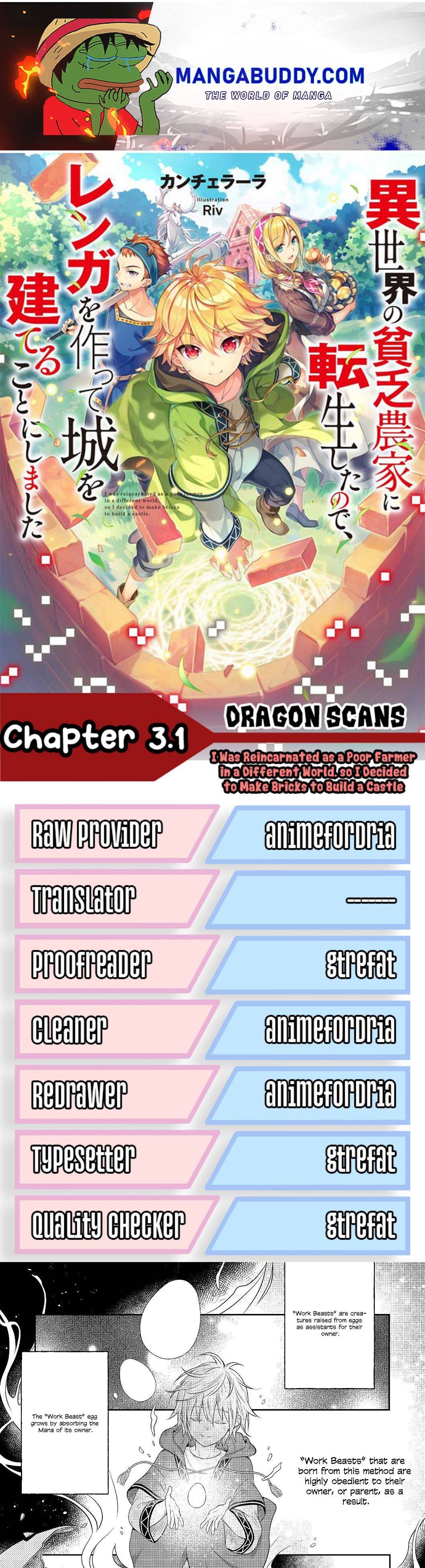 Isekai no Binbou Nouka ni Tensei Shita Node, Renga wo Tsukutte Shiro wo Tateru Koto ni Shimashita chapter 3.1 page 1