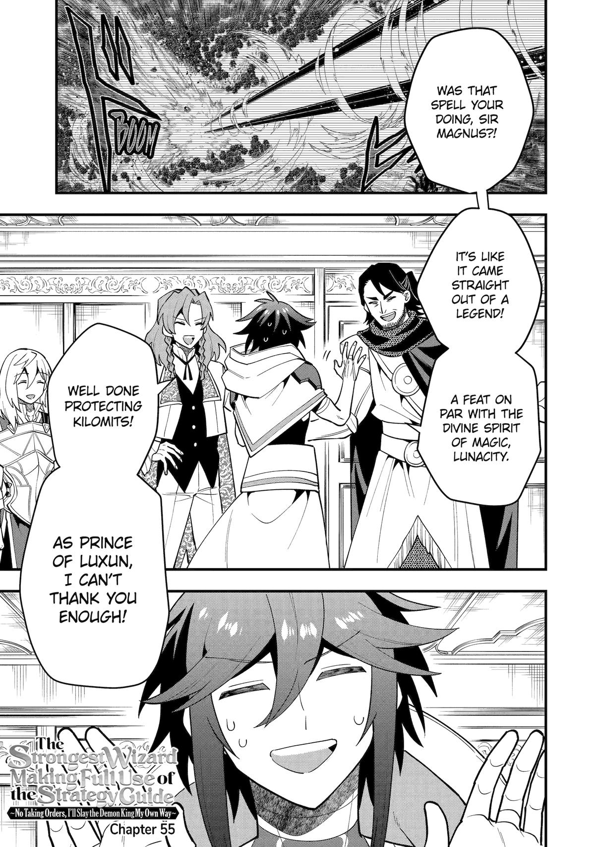 Kouryakuhon o Kushi Suru Saikyou no Mahoutsukai ~ meirei sa sero to wa Iwa Senai Oreryuu Mao Tobatsu Saizen Ruuto ~ chapter 55 page 1