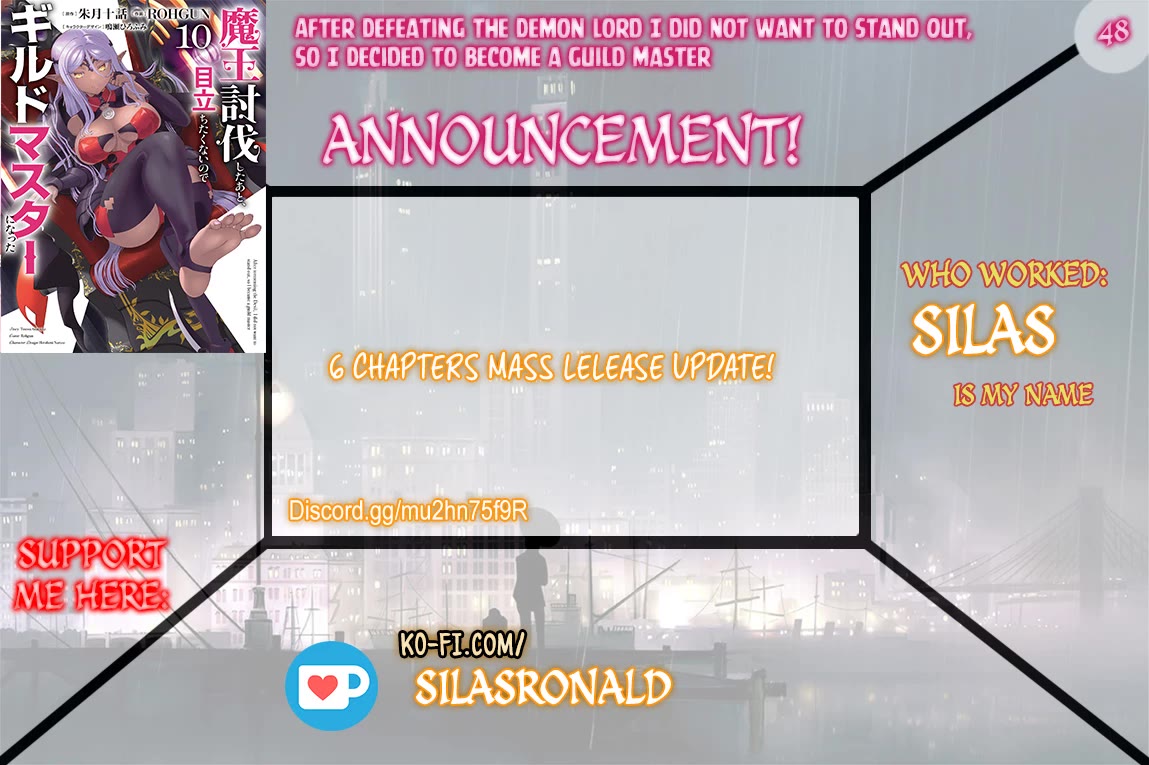 Maou Toubatsu Shita Ato, Medachitakunai node Guild Master ni Natta chapter 48 page 1