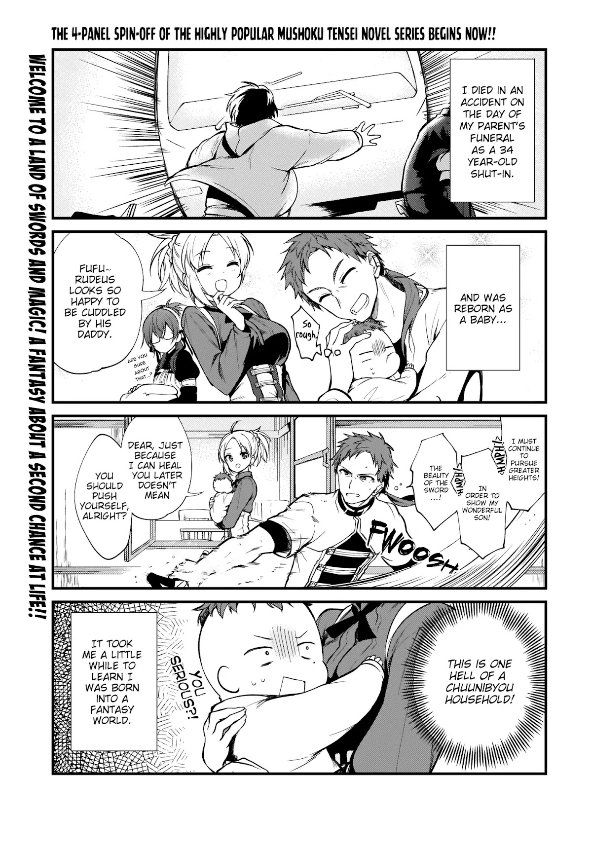 Mushoku Tensei: Even If It's a 4-Koma, I'll Get Serious chapter 1 page 1