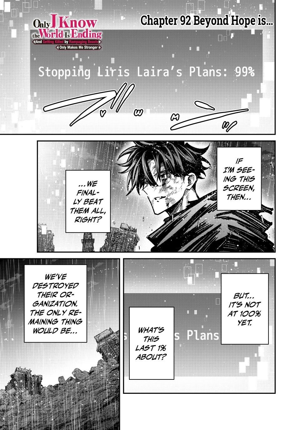 Only I Know That the World Will End. In a World Where Monsters Appear, I Level up by Returning From Death chapter 92 page 1