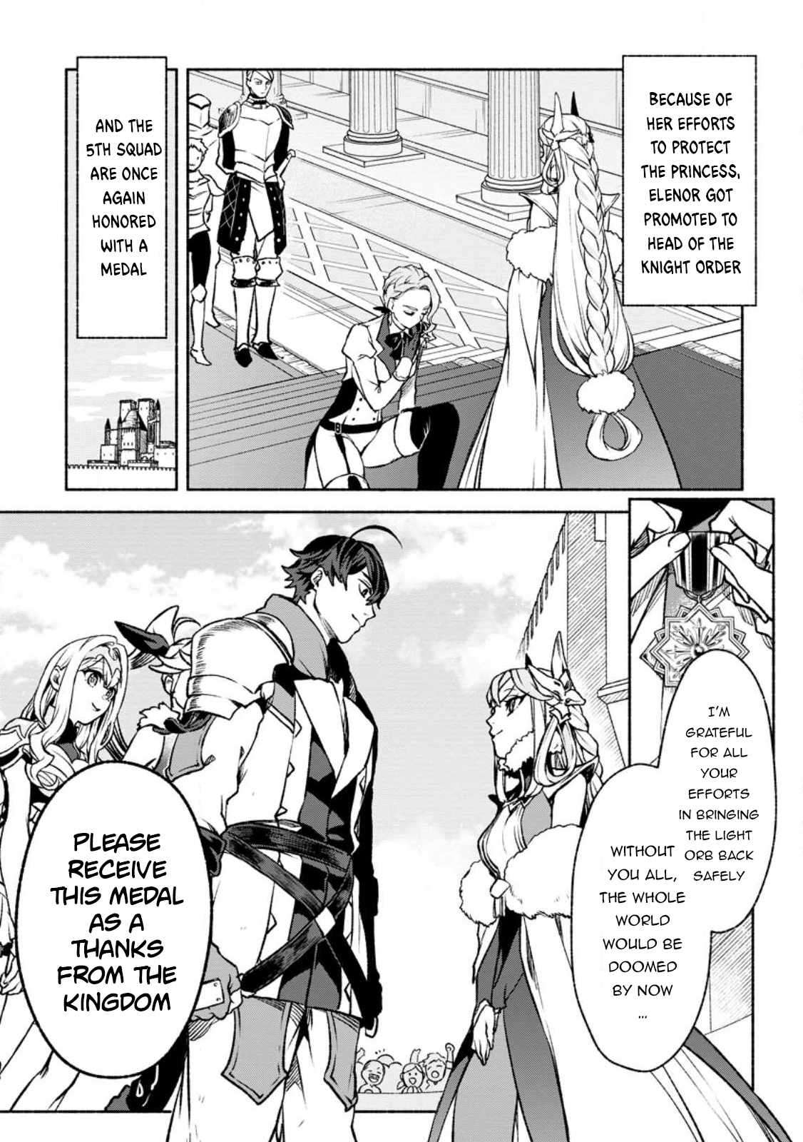 Sono Monban, Saikyou Nitsuki: Tsuihou Sareta Bougyo Ryoku 9999 no Senshi, Ou Miyako no Monban Toshite Musou Suru chapter 21 page 21