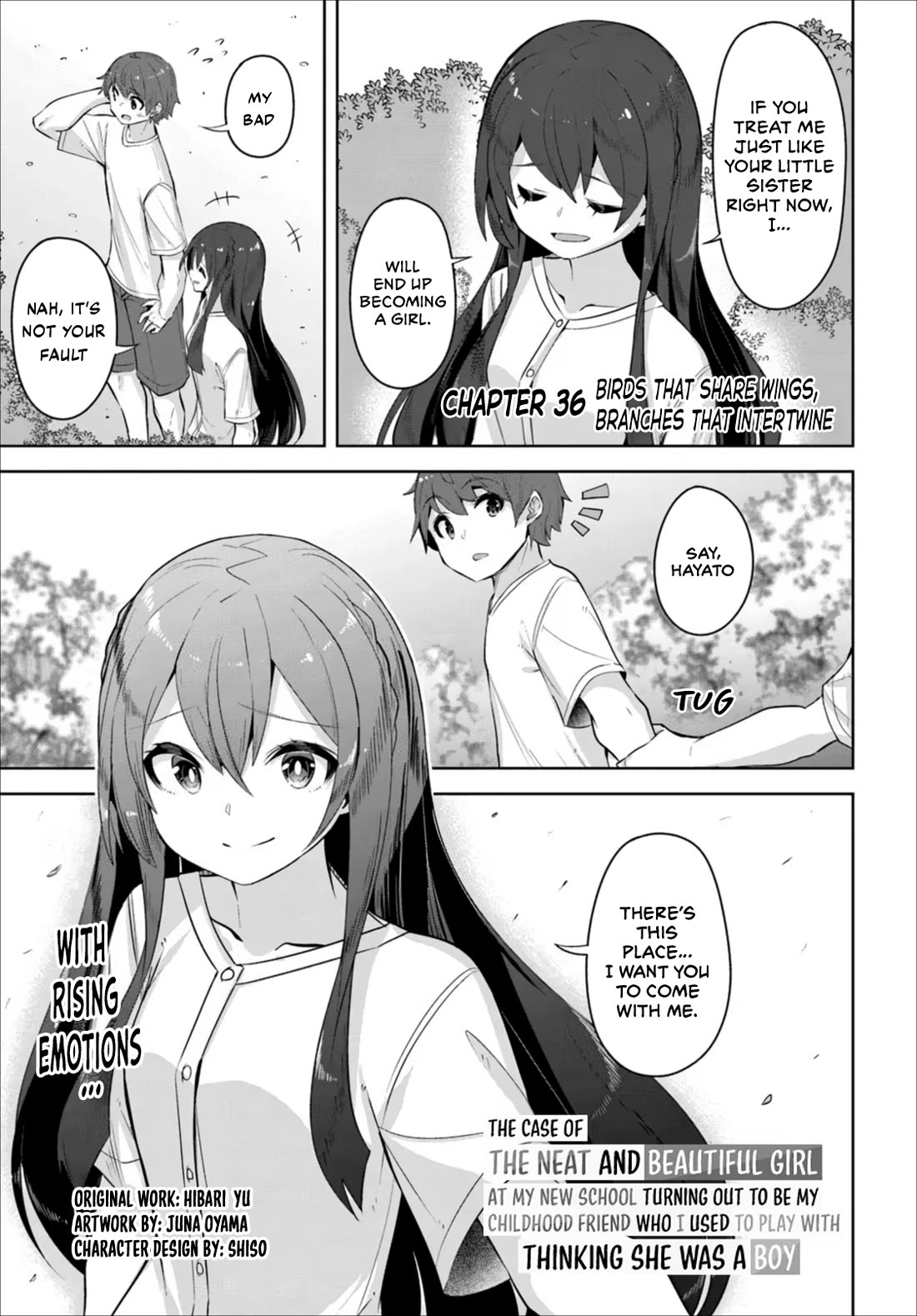 Tenkosaki: The Neat and Pretty Girl at My New School Is a Childhood Friend of Mine Who I Thought Was a Boy chapter 36 page 1